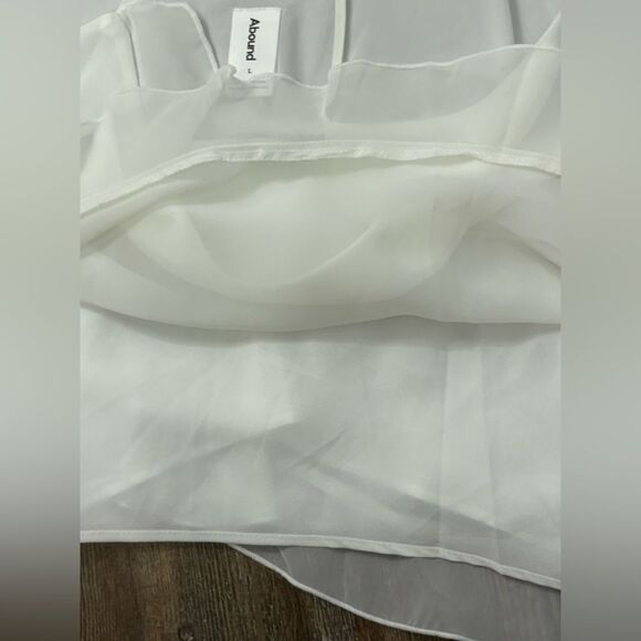 Abound White Asymmetrical Ruffled Cascading Chiffon Cami Size Large - Picture 9 of 12